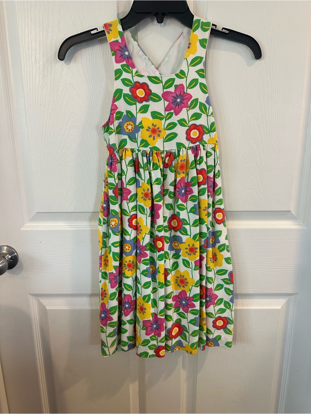 Kelly's Kids White Floral Dress with Yellow, Pink & Red Flowers